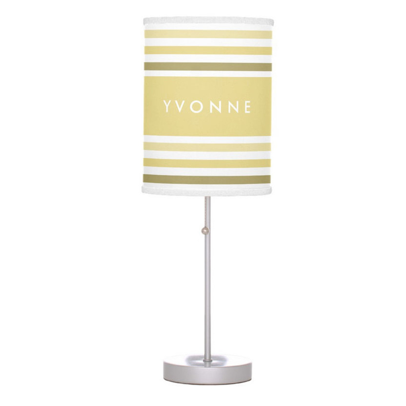 Fashionable Custard Yellow Name and Ombre Stripes Desk Lamps