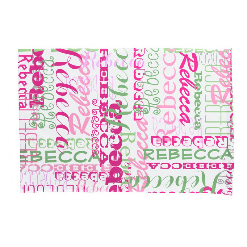 Pink and Green Fun Name Typography Collage Allover Print Pillowcase