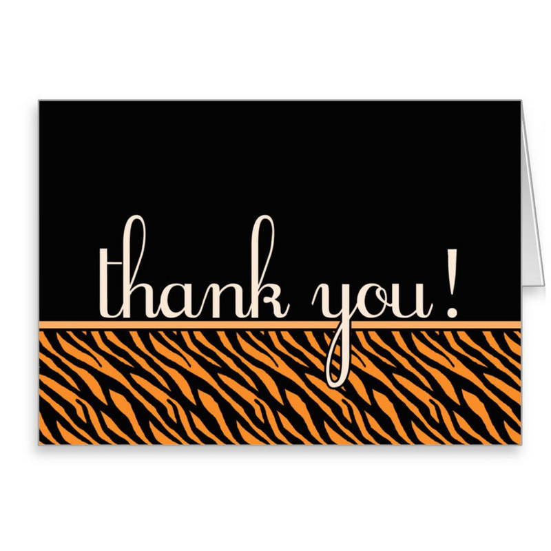 Stylish Orange and Black Tiger Print Thank You Note Cards
