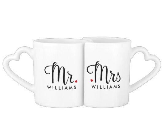 Trendy and Simple Script Mr. and Mrs. Coffee Mug Set
